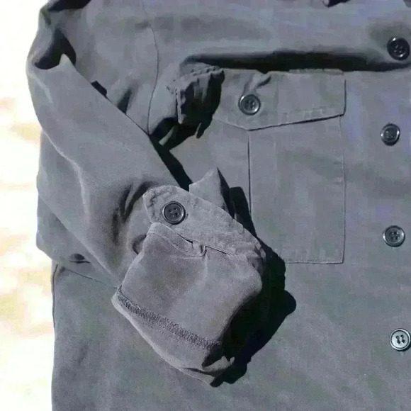 TOPSHOP Gray Button Up Relaxed Fit Top Collar Pockets Roll Tab Sleeve Women S - Picture 7 of 9